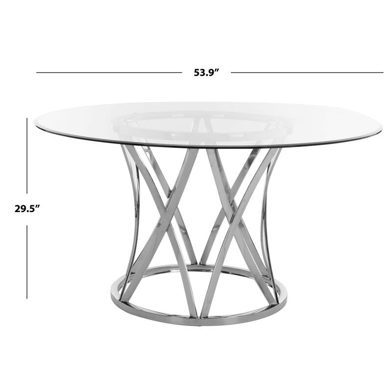 SAFAVIEH Couture Yuko 54-inch Round Glass Top Dining Table - 54"W x 54"D x 29"H