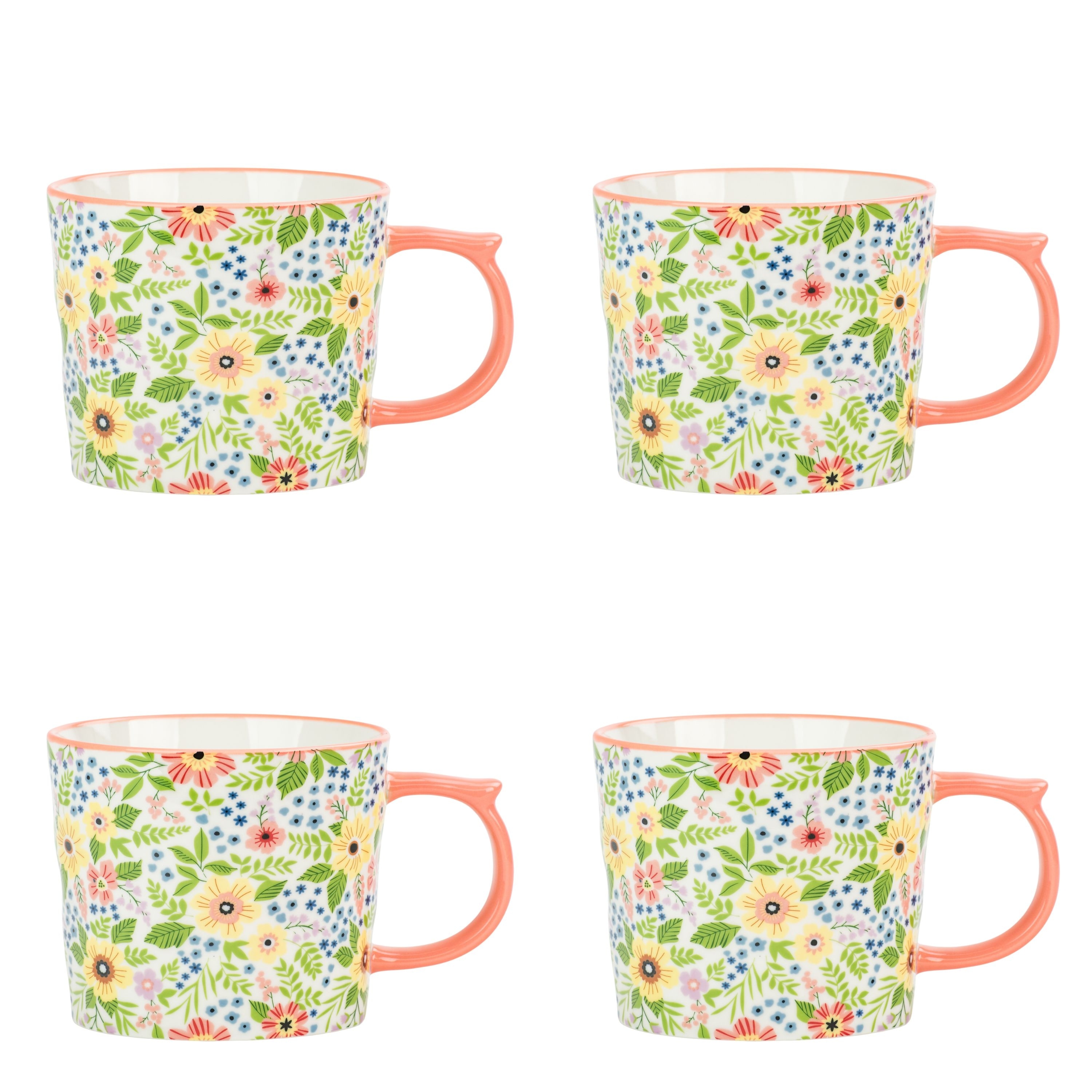 10 Strawberry Street Madison Flora Mugs, Set of 4