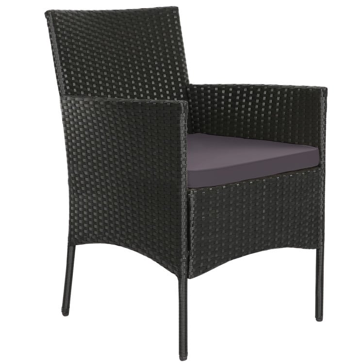 4 Pieces Patio Rattan Cushioned Sofa Set with Tempered Glass Coffee Table - 24" x 23.5" x 33" (L x W x H)