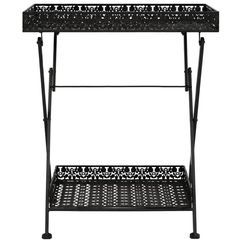 vidaXL Folding Tea Table Vintage Style Metal 22.8"x13.8"x28.3" Black