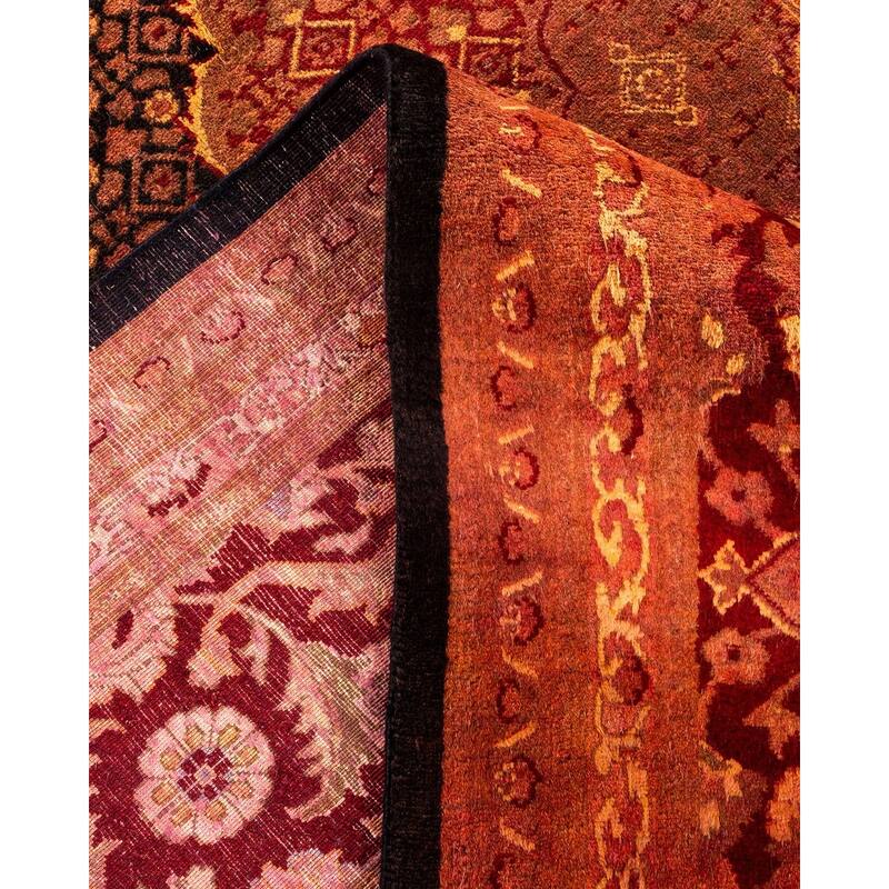 Overton Hand Knotted Wool Vintage Inspired Modern Contemporary Overdyed Red Area Rug - 9' 2" x 12' 3"