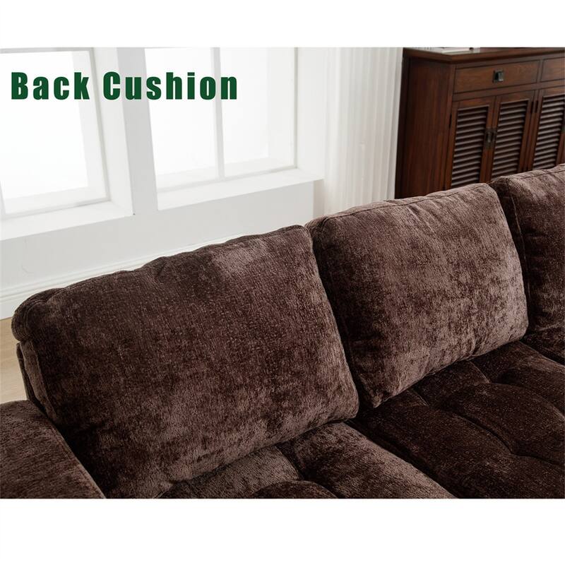 5 Seat L-Shaped Convertible Sectional Sofa Chaise with Storage Ottoman