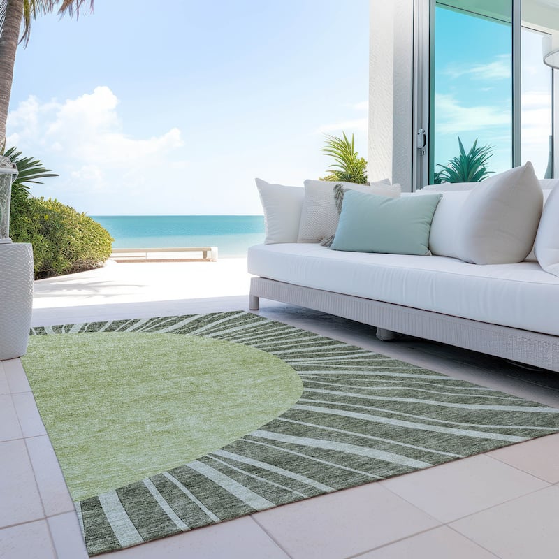 Machine Washable Indoor/ Outdoor ChantilleSunburst Modern Rug
