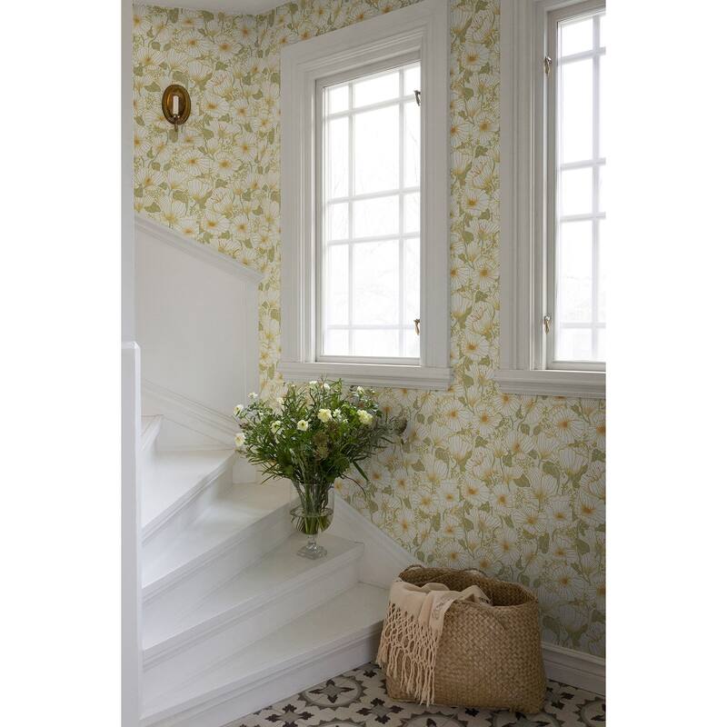 A-Street Prints Matilda Green Poppy Fields Wallpaper