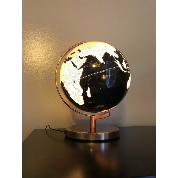 Shop Black And Gold Decorative Globe On Rose Gold Metal Frame