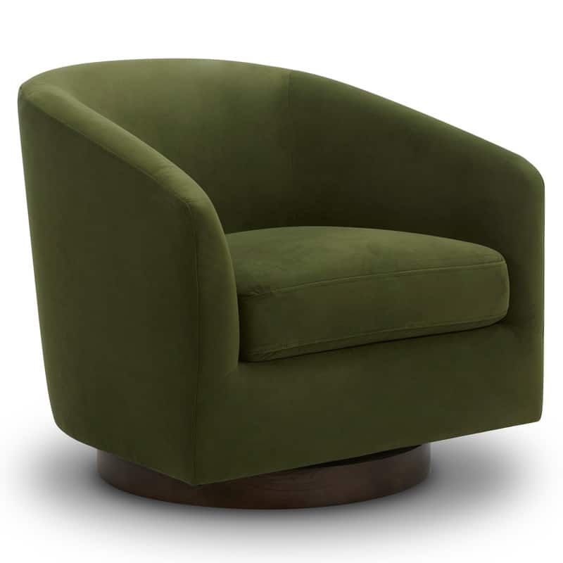 Spruce & Spring 360° Swivel Accent Chair with Solid Wood Base and Padded Seat