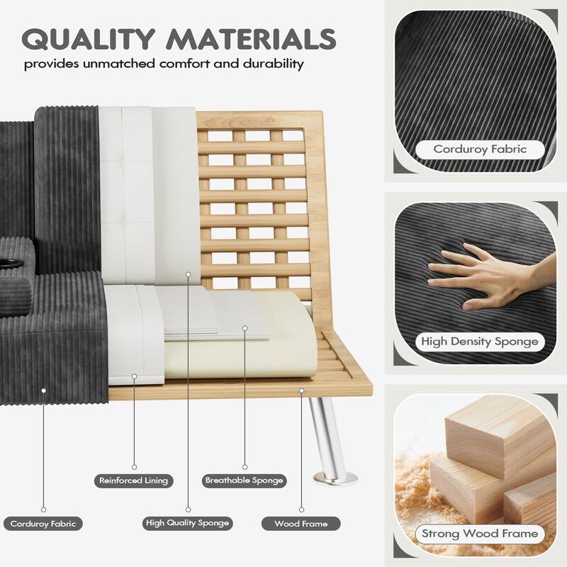 Furniwell Futons Folding Soft Cushion Sofa Bed with Adjustable Backrest Sofa