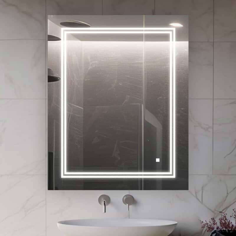 AQUADOM Soho 24" Led Lighted Mirror for Bathroom Defogger, Backlit and Front-Lit - 24"x30x1"