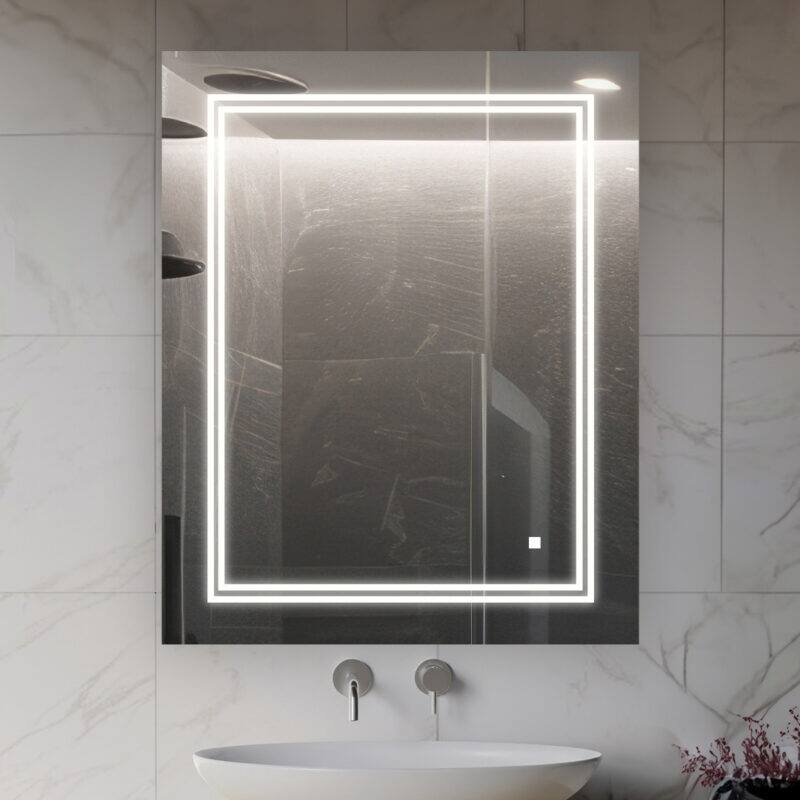 AQUADOM Soho Led Lighted Mirror for Bathroom Defogger, Backlit and Front-Lit - 24"x30"x1"