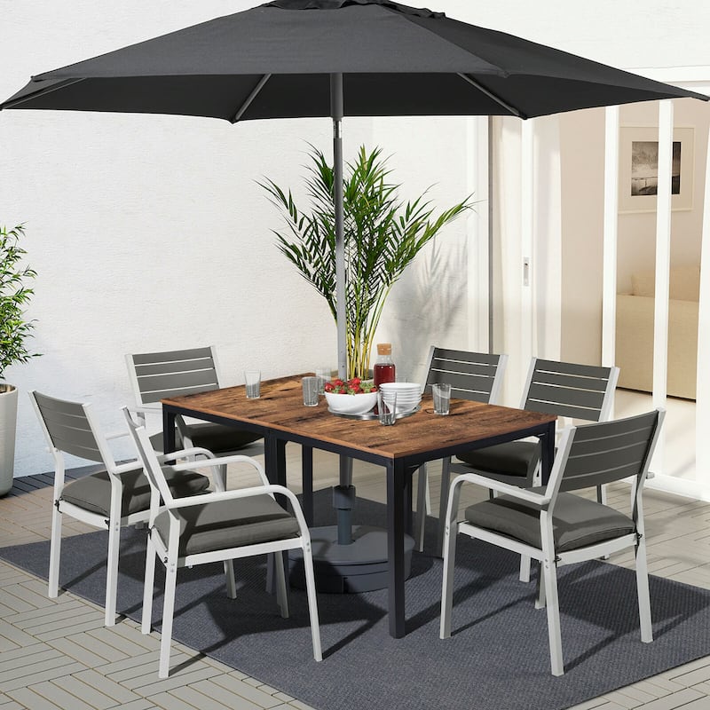 VEIKOUS 27.6''W Square Industrial Kitchen Dining Table - Brown