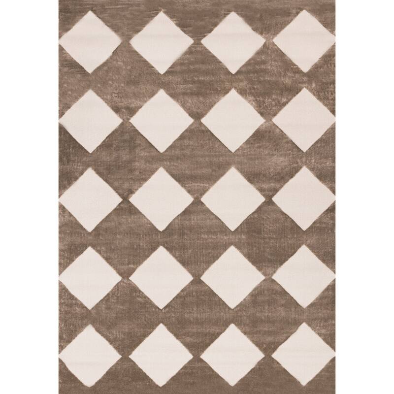 Brown Cream Soft Diamonds Geometric Area Rug