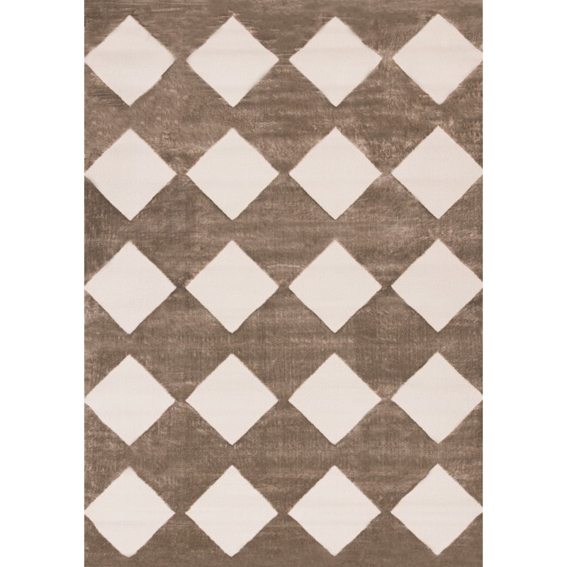 Brown Cream Soft Diamonds Geometric Area Rug