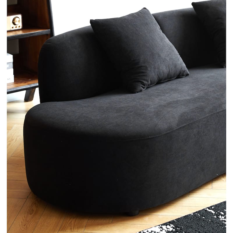 90.2 inch Half Moon Curved Velvet Living Room Sofa