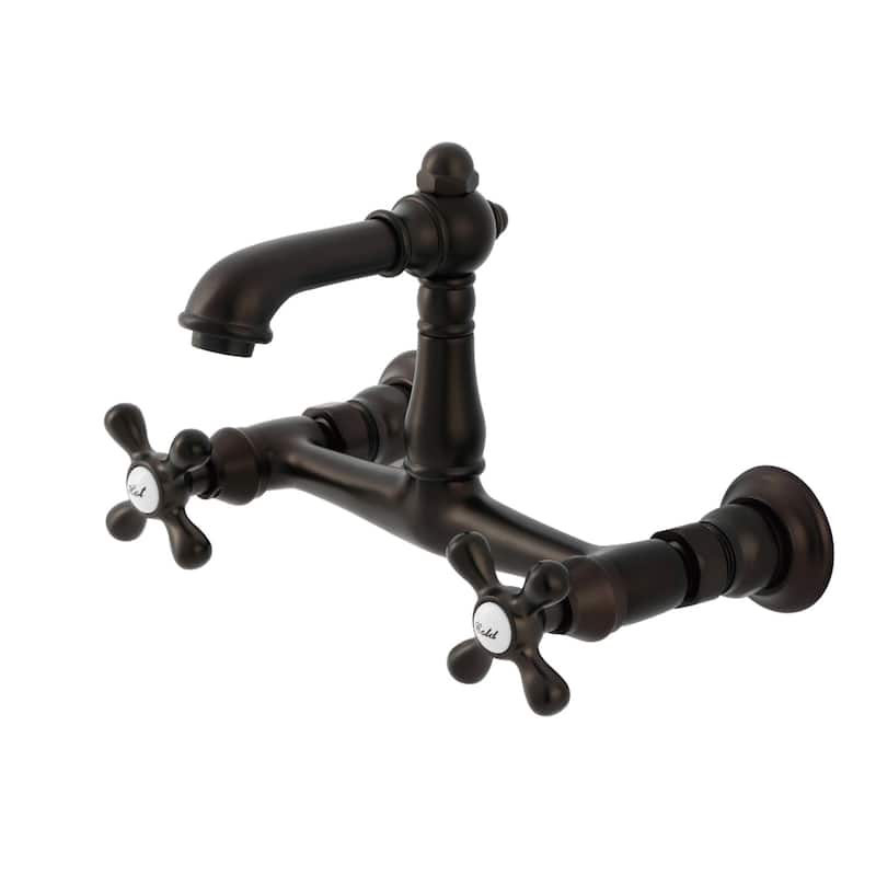 Kingston Brass English Country Two-Handle 2-Hole Wall Mount Bathroom Faucet - Oil Rubbed Bronze
