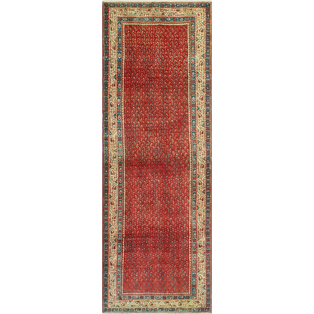 Fine Vintage Distressed Azizah Red/Beige Runner - 3'5" x 10'1"