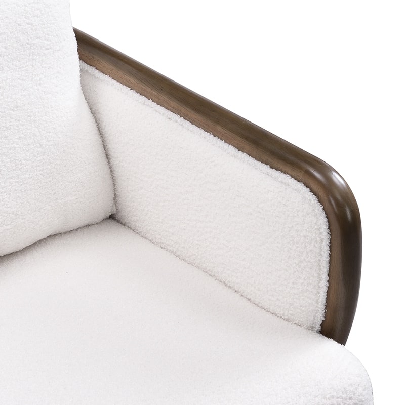 Sherpa Fabric Accent Chair Set of 2 Upholstered Armchair with Solid Wood Frame, Cozy Lounge Chair for Living Room, Reading Nook
