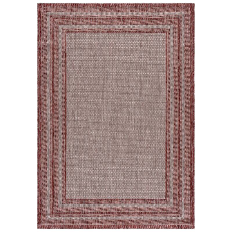 SAFAVIEH Courtyard Vickie Indoor/Outdoor Waterproof Patio Backyard Rug - 6'7" x 9'6" - Grey/Red
