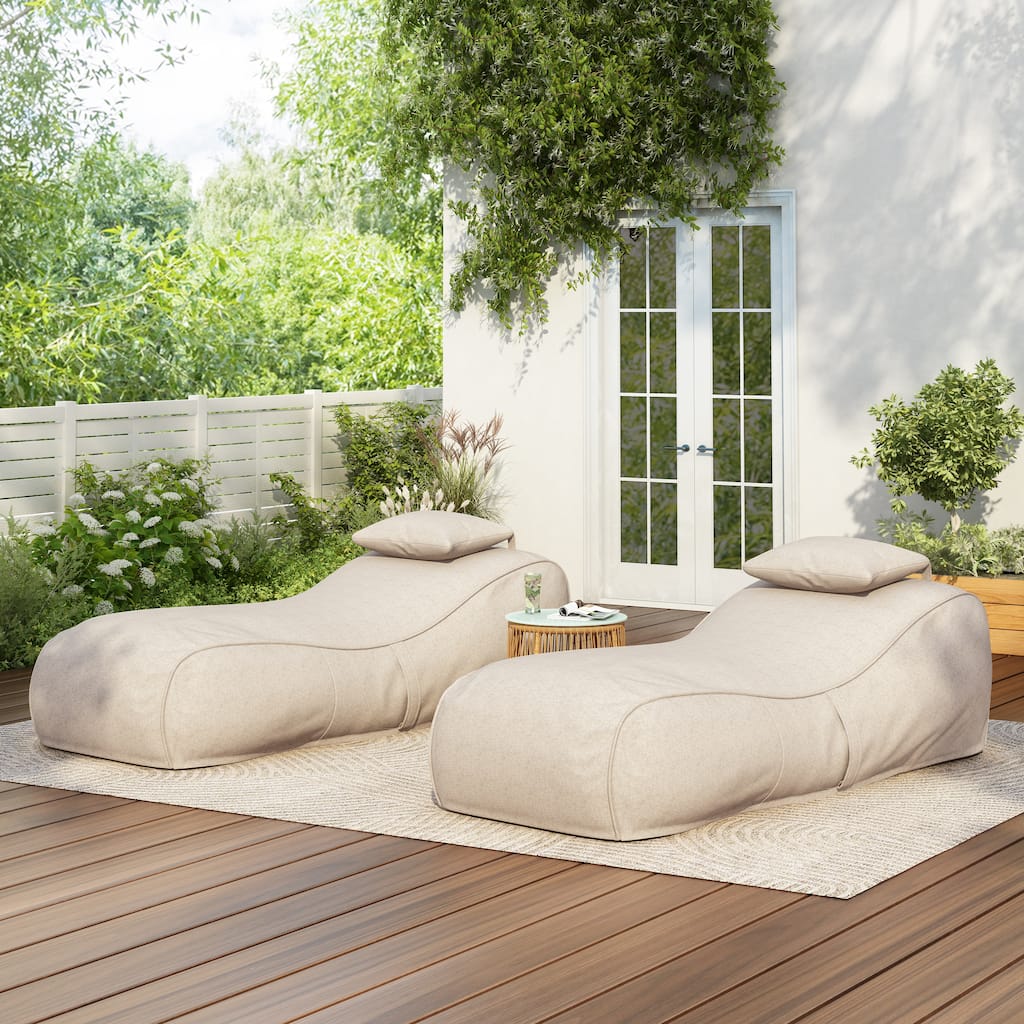 Christopher Knight Home- Ardent Foam Outdoor Bean Bag Lounge Chair (Set of 2)