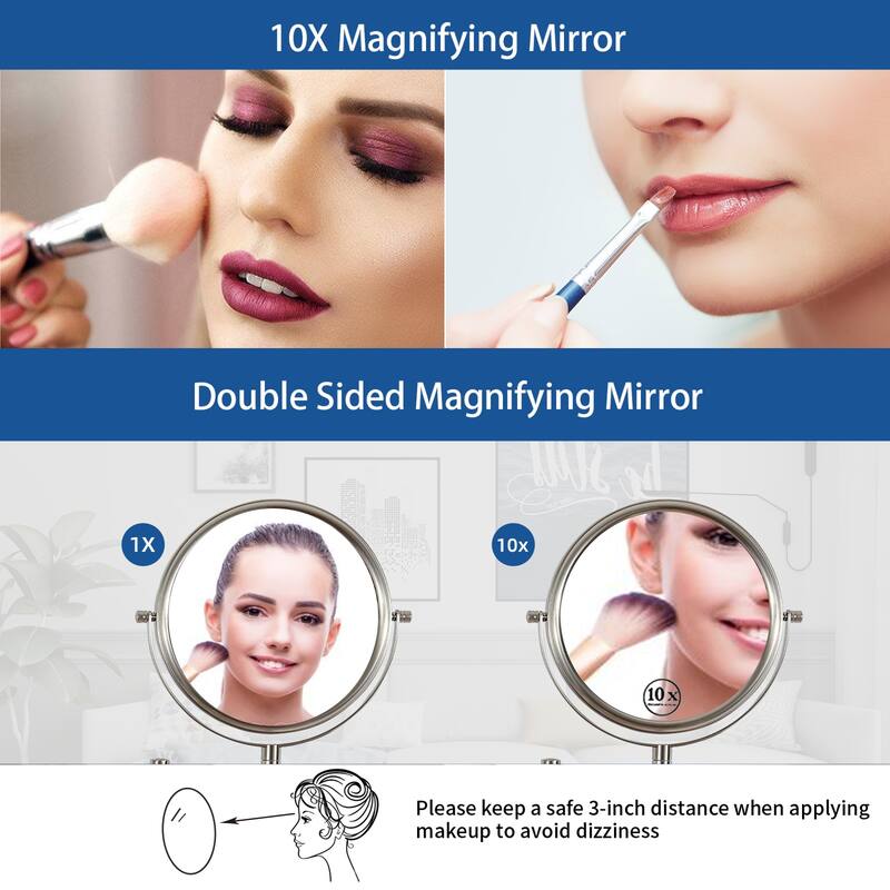 Hansabenne 8" x 8" Wall Mounted Makeup Mirror Double Sided Magnifying Mirror
