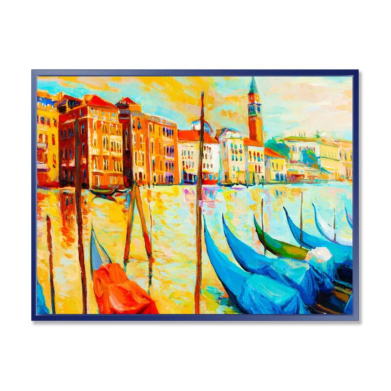 Designart "Colorful Venice" Landscape Framed Canvas Print Bed Bath & Beyond 18952838