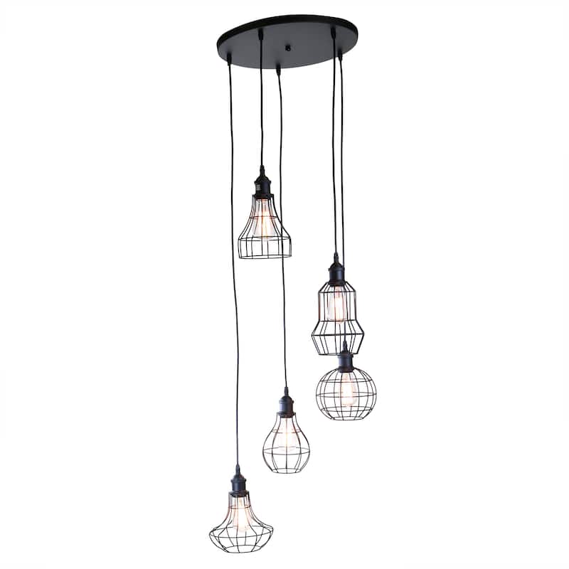 Fezic Black 5-Light Pendant Cluster Chandelier