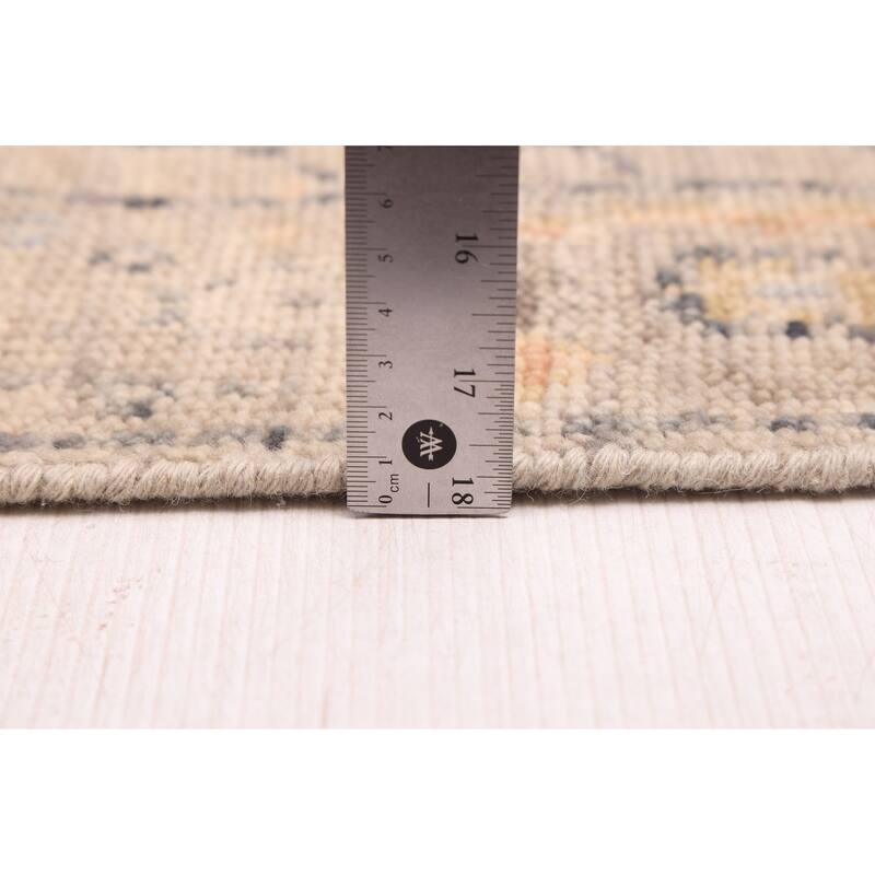 ECARPETGALLERY Hand-knotted Modern Oushak Light Grey Wool Rug - 2'5 x 8'3