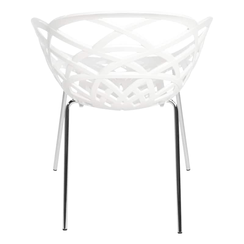 Furnish Theory Fleur-ML Stackable Dining Armchairs Arm Chairs Anti-UV Polycarbonate Shell & Chrome-Plated Steel Legs (Set of 2)