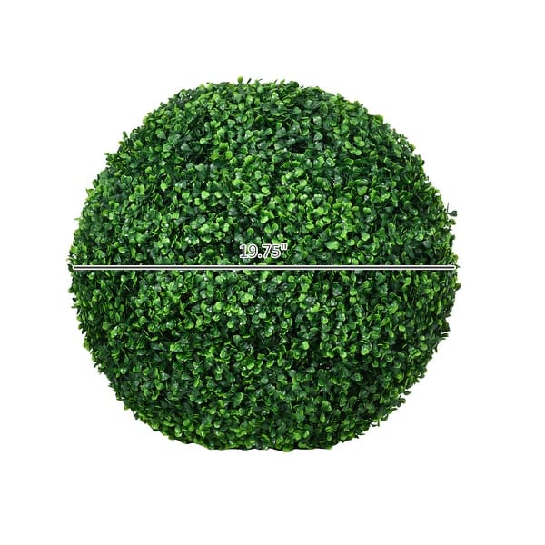 28" Artificial Boxwood Topiary Ball Trees With Ground Spike For Outdoor