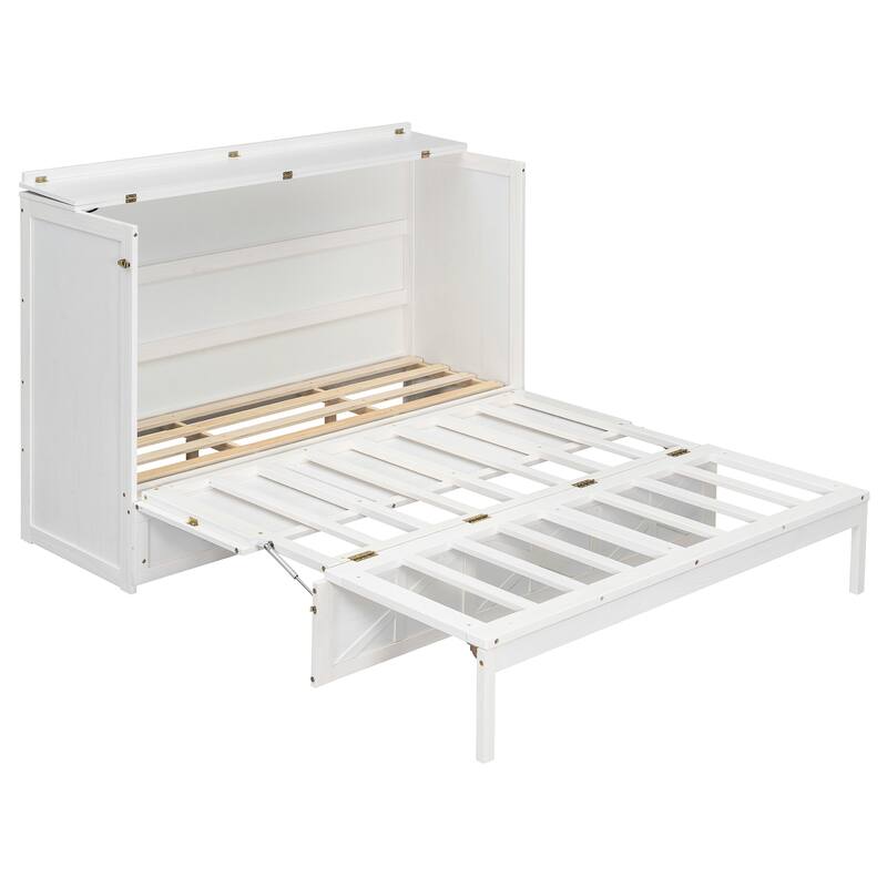 Queen Size Murphy Bed with Storage Drawers and USB Charging Vertical Cabinet Design