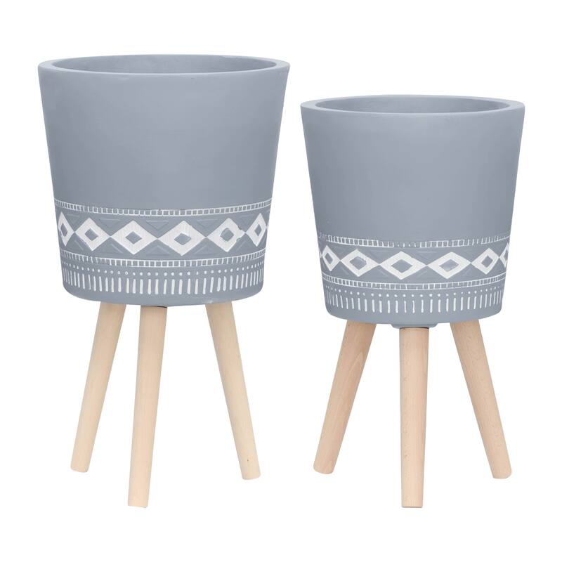 Sagebrook Home Elegant Magnesia and Beech Wood Planters - Perfect Home & Garden Accent