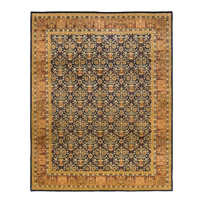 Overton Hand Knotted Wool Vintage Inspired Traditional Mogul Blue Area Rug - 8' 1" x 10' 4"
