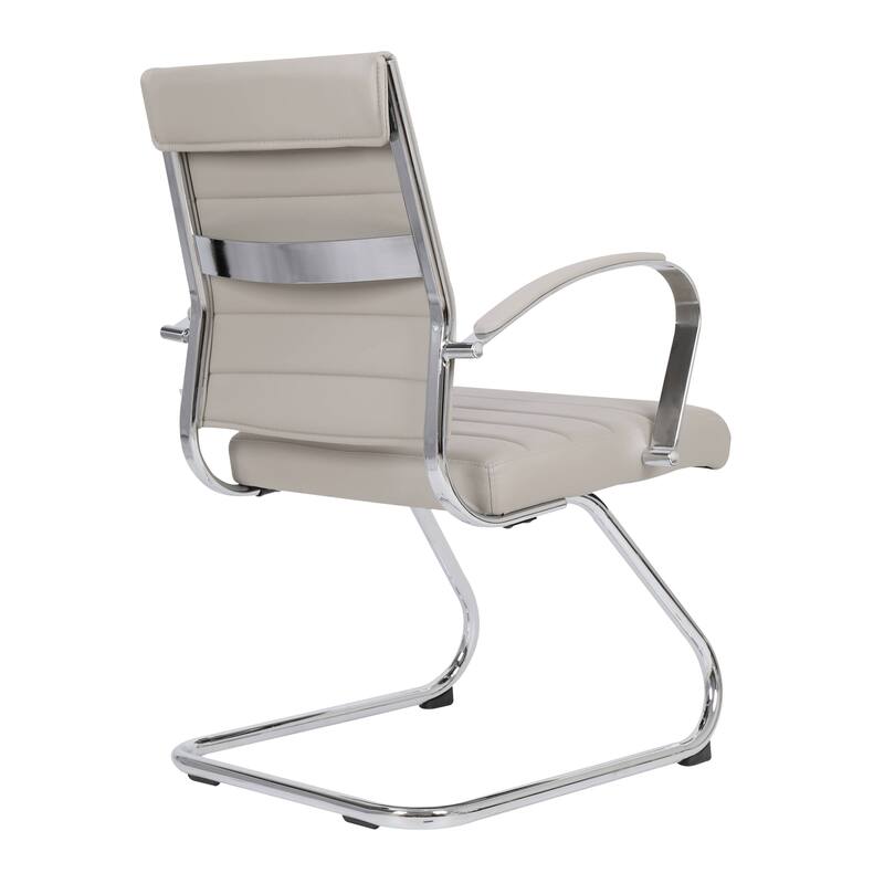 Benmar Modern Leather Office Chair with Stainless Steel Sled Base, Floor Caps, Ergonomic Desk Chair for Home Office or Workspace