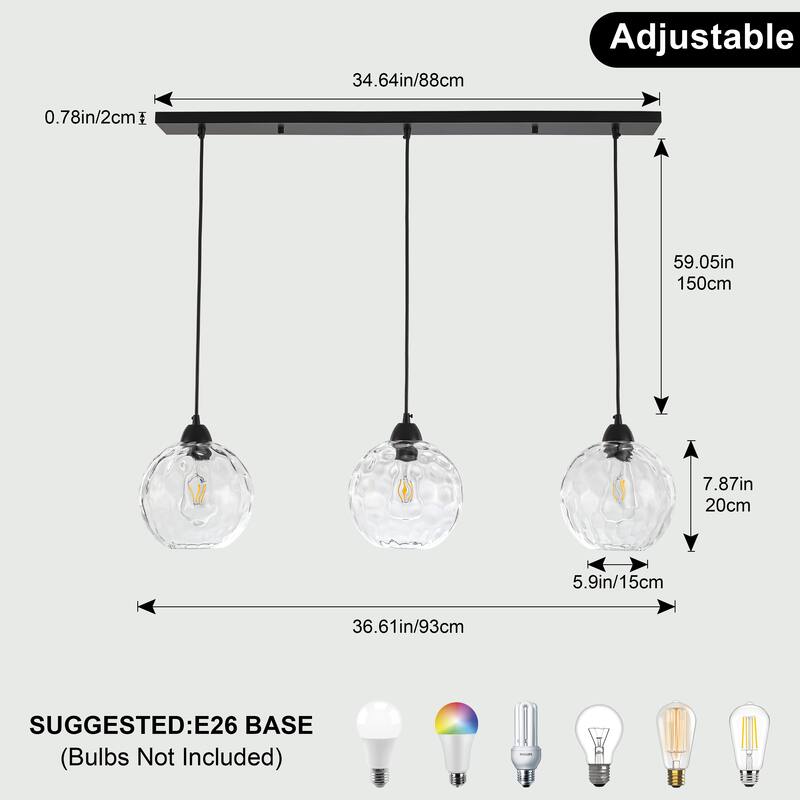 Modern Textured Glass Globe Pendant Light - Matte Black