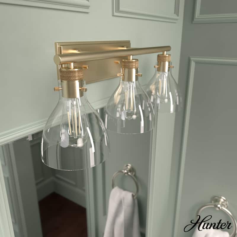 Hunter Van Nuys Bathroom Vanity Wall Light - Bathroom, Laundry - Transitional, Vintage, Farmhouse - Damp Rated! - 23" - 3 Light - Alturas Gold