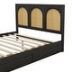 preview thumbnail 20 of 19, Queen Size Wood Storage Platform Bed with 2 Drawers, Rattan Headboard and Footboard