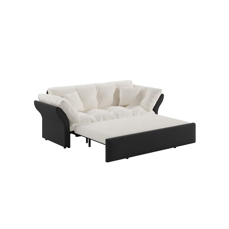 74.8" Tufted Queen 3-in-1 Convertible Sleeper Pull Out Sofa Bed