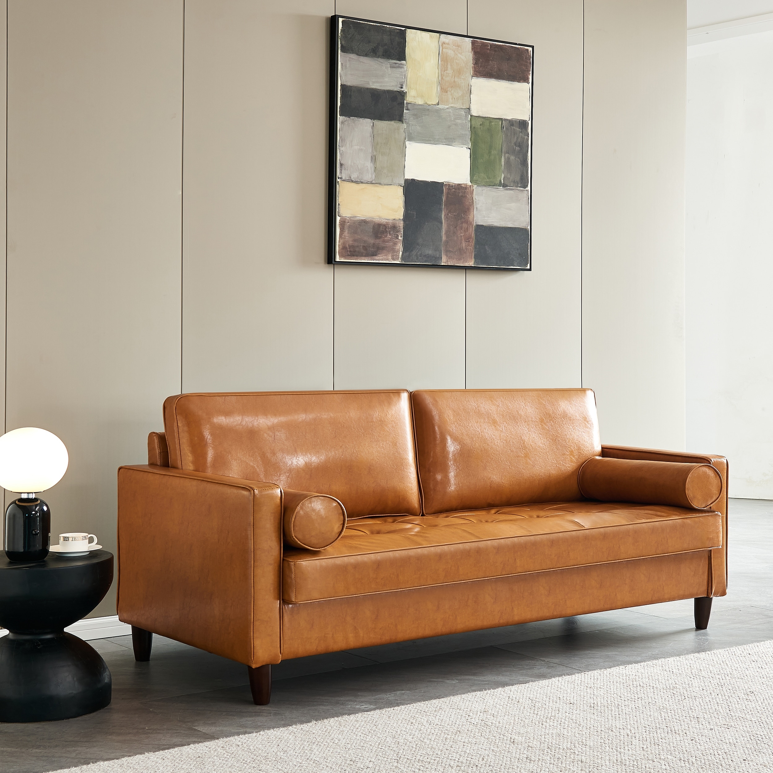 Leather and wood loveseat discount