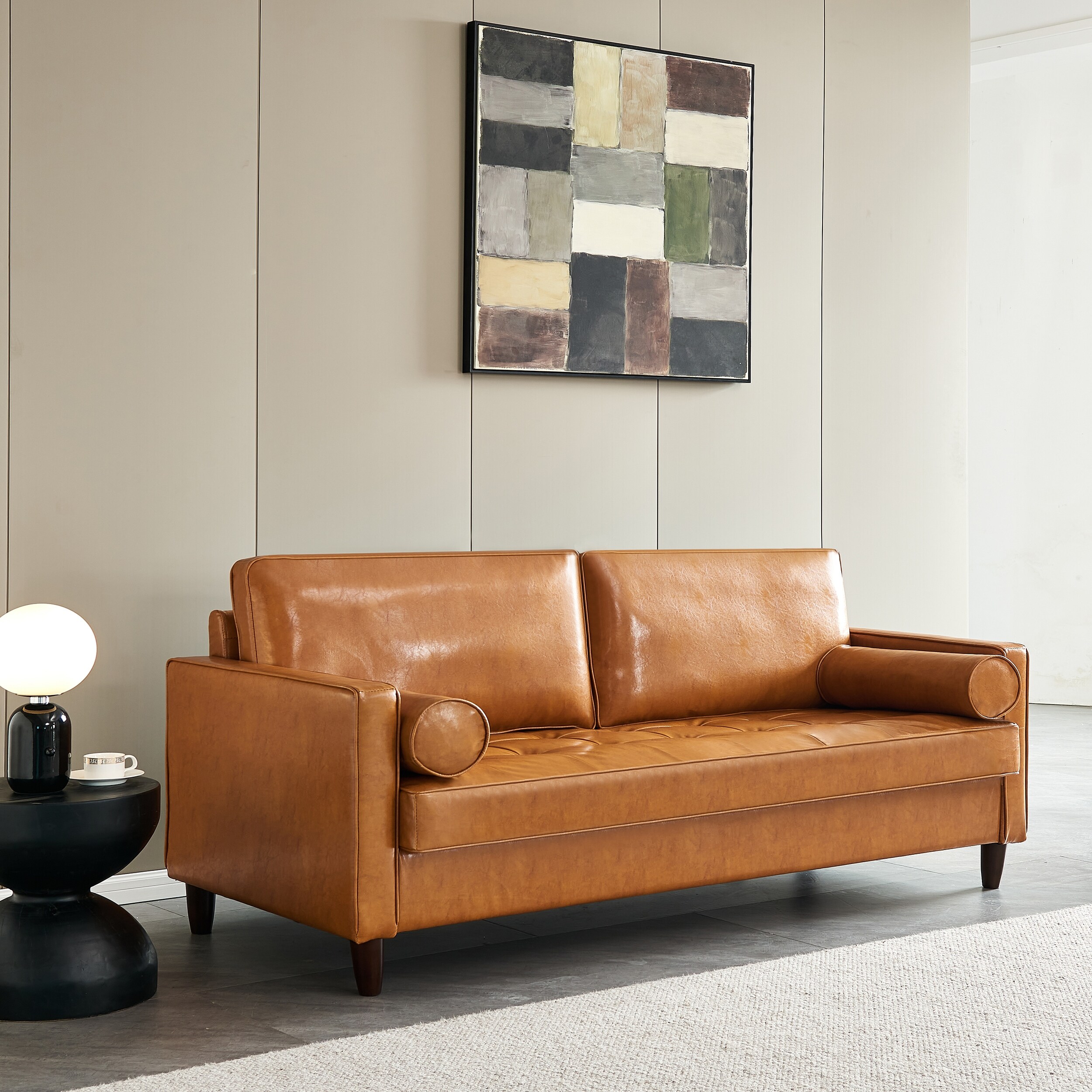 Leather couch online with removable cushions