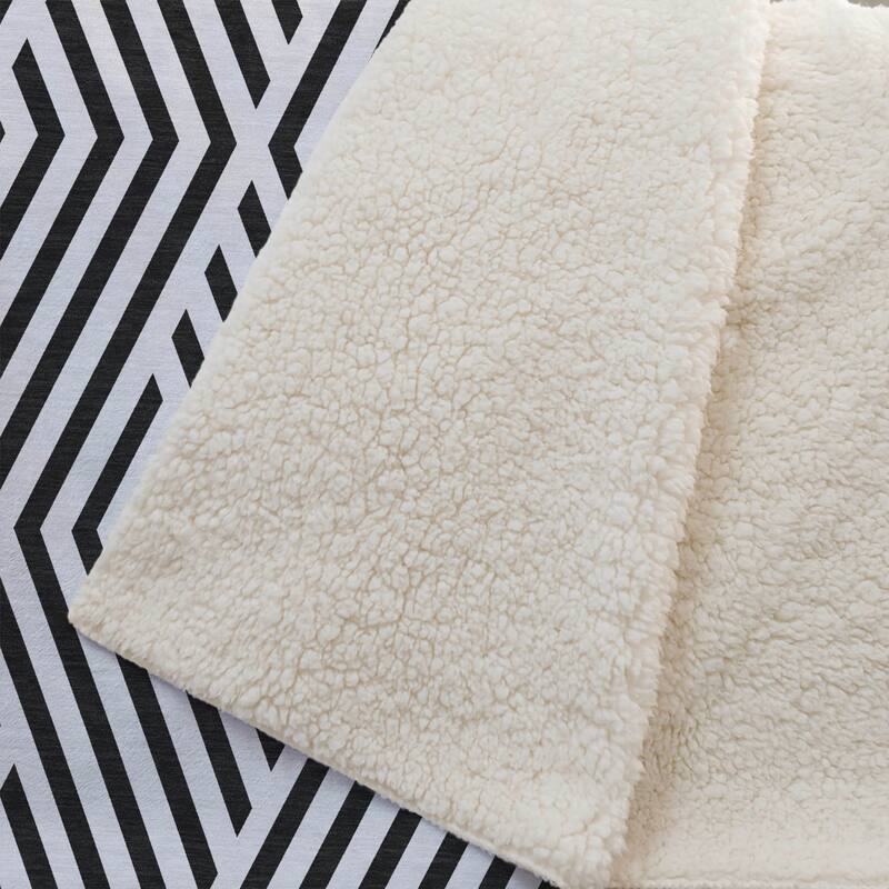 Premium Machine Washable Contemporary Geo Sherpa Throw Blanket