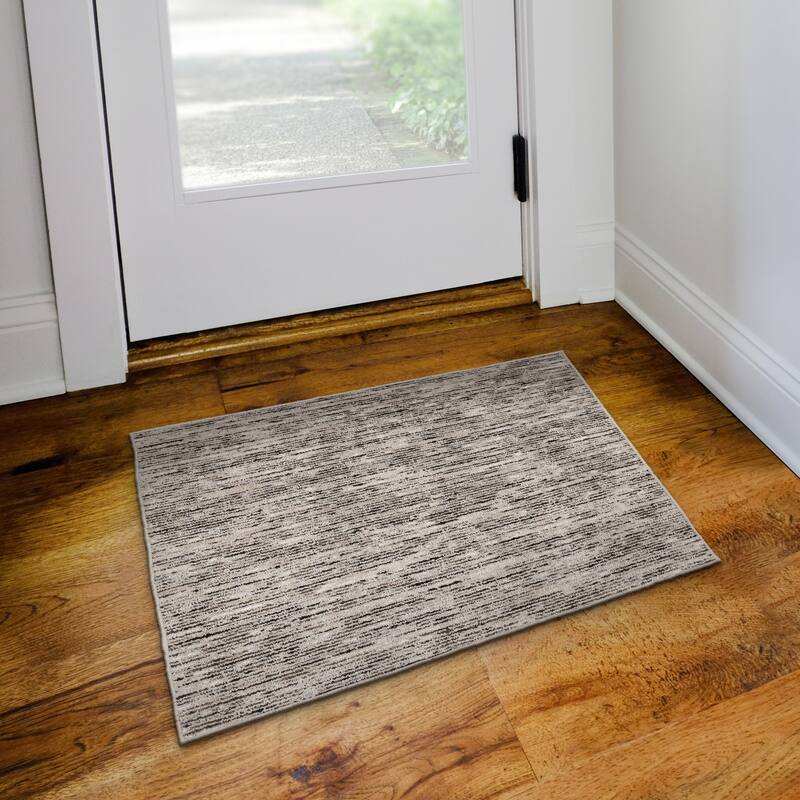 Addison Villager Textured Solid Wool and Viscose Area Rug - 2' x 3' - Black
