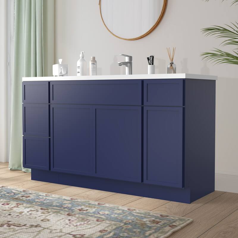 Vanity Art 63" Birch Freestanding Bathroom Vanity Cabinet without Top