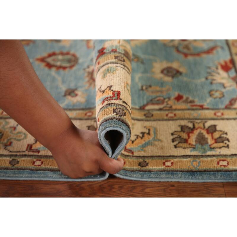 Light Blue Kazak Oriental Accent Rug Handmade Wool Carpet - 3'3"x 4'9"