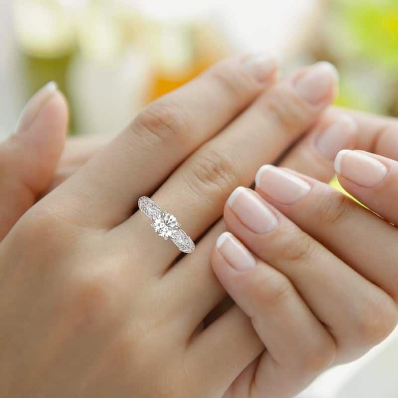 2 1/2Ct Diamond Vintage Lab Grown Engagement Ring White, Yellow or Rose Gold