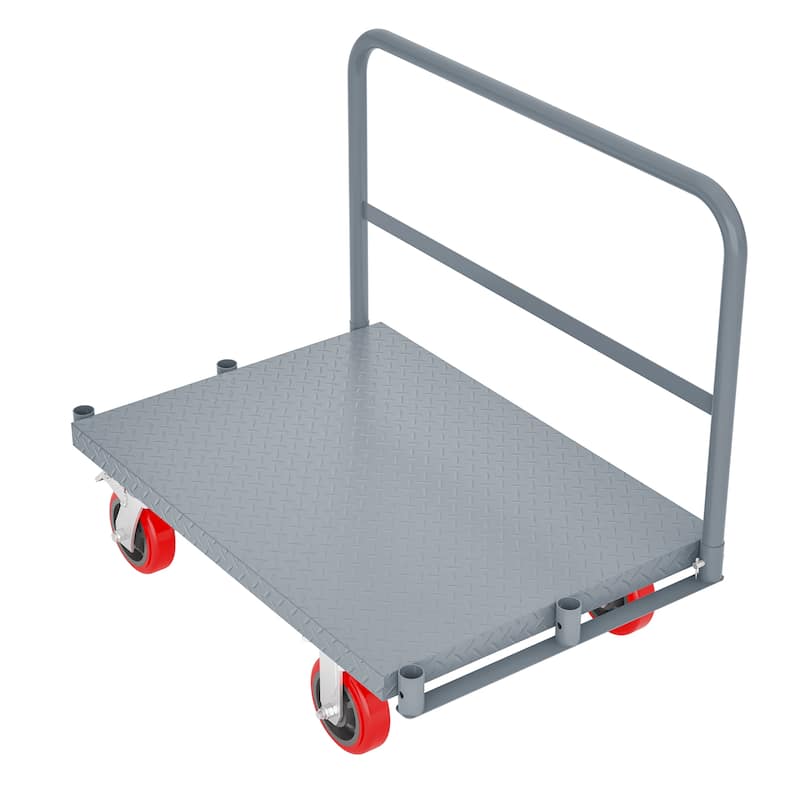 Heavy Duty Steel Panel Truck - 2000 lbs Drywall & Lumber Cart with 3 Side Handrails, 6" Swivel Brake Casters, 36"x24"