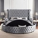 preview thumbnail 1 of 18, Furniture of America Shendae Glam Tufted Velvet Storage Footboard Round Platform Bed