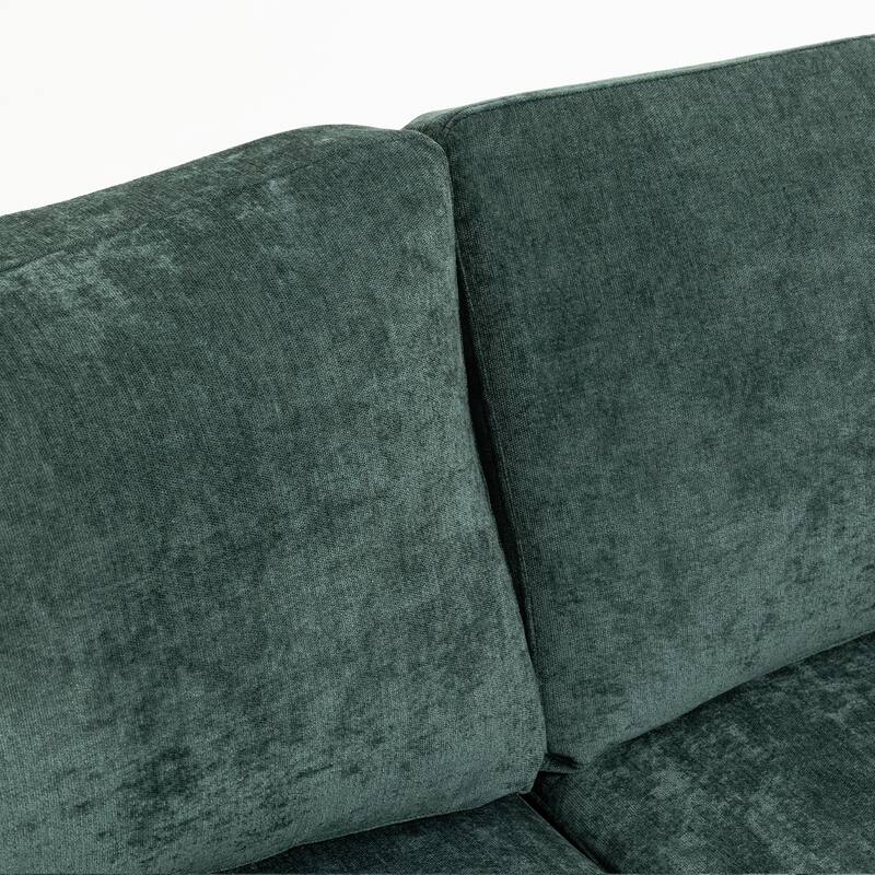 Chenille Modular Sofa, Upholstered Modern 3-Seater Couch with Ultra-Soft Cushions, Side Pocket