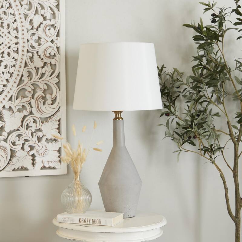 Cement Stone Table Lamp - Gray - Roche River Decor - 16"W x 16"L x 30"H