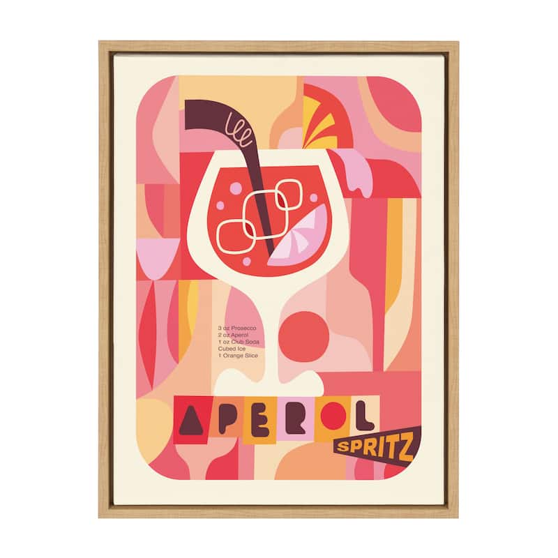 Kate and Laurel Sylvie MCM Aperol Spritz Framed Canvas by Rachel Lee