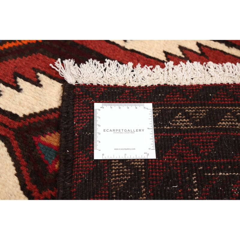 ECARPETGALLERY Hand-knotted Baluch Cream, Dark Copper Wool Rug - 3'5 x 6'1