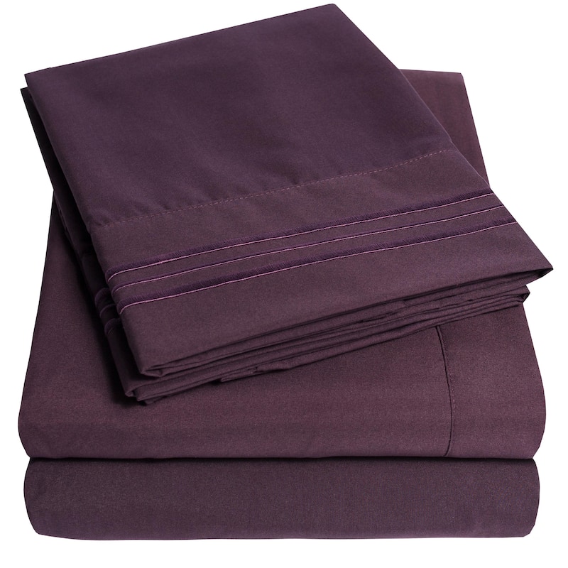 Brushed Microfiber RV Queen 4-Piece Bed Sheet Set - Purple
